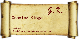 Gránicz Kinga névjegykártya
